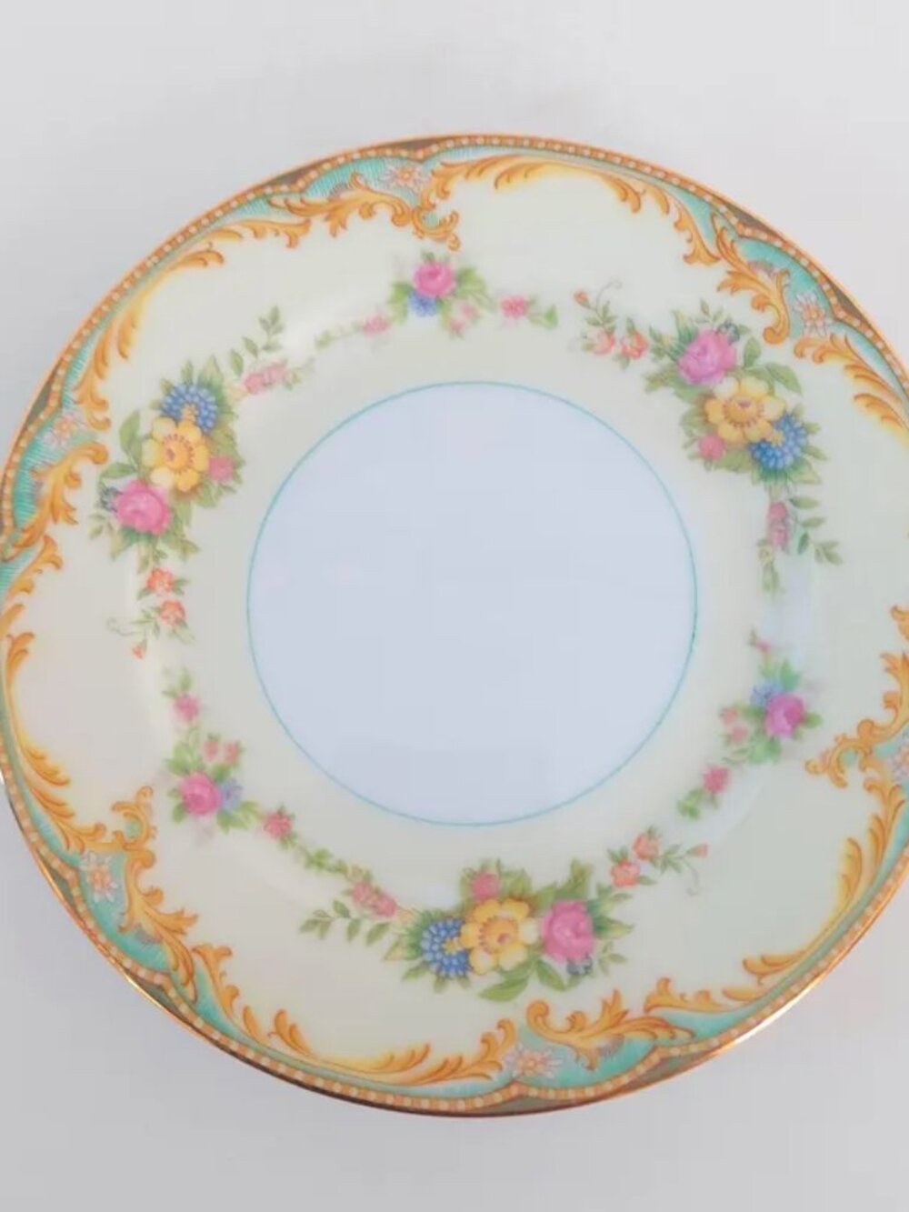 Vintage Noritake Milroy Side Plates Set of 4 Floral Gold Trim 1930s Japan